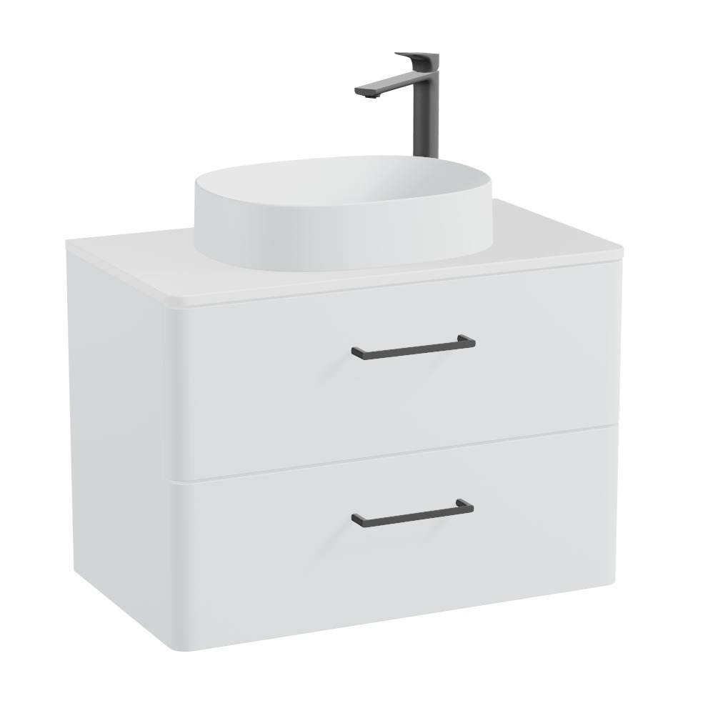 Vado Cameo 600mm Natural Oak Wall Hung 2 Drawer Vanity Unit, Gloss Worktop & Arctic Basin