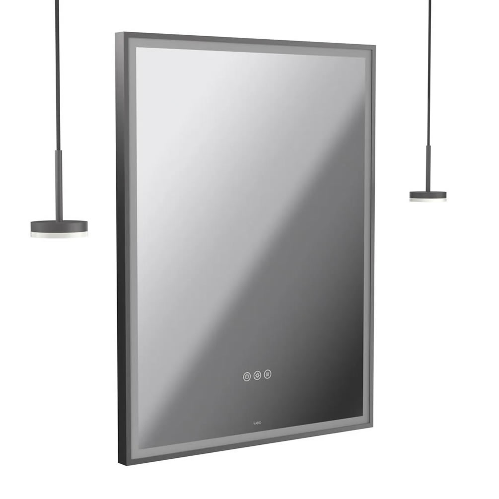 Vado Safari Pewter 600mm Illuminated Mirror With 2 Pendant Disc Lights