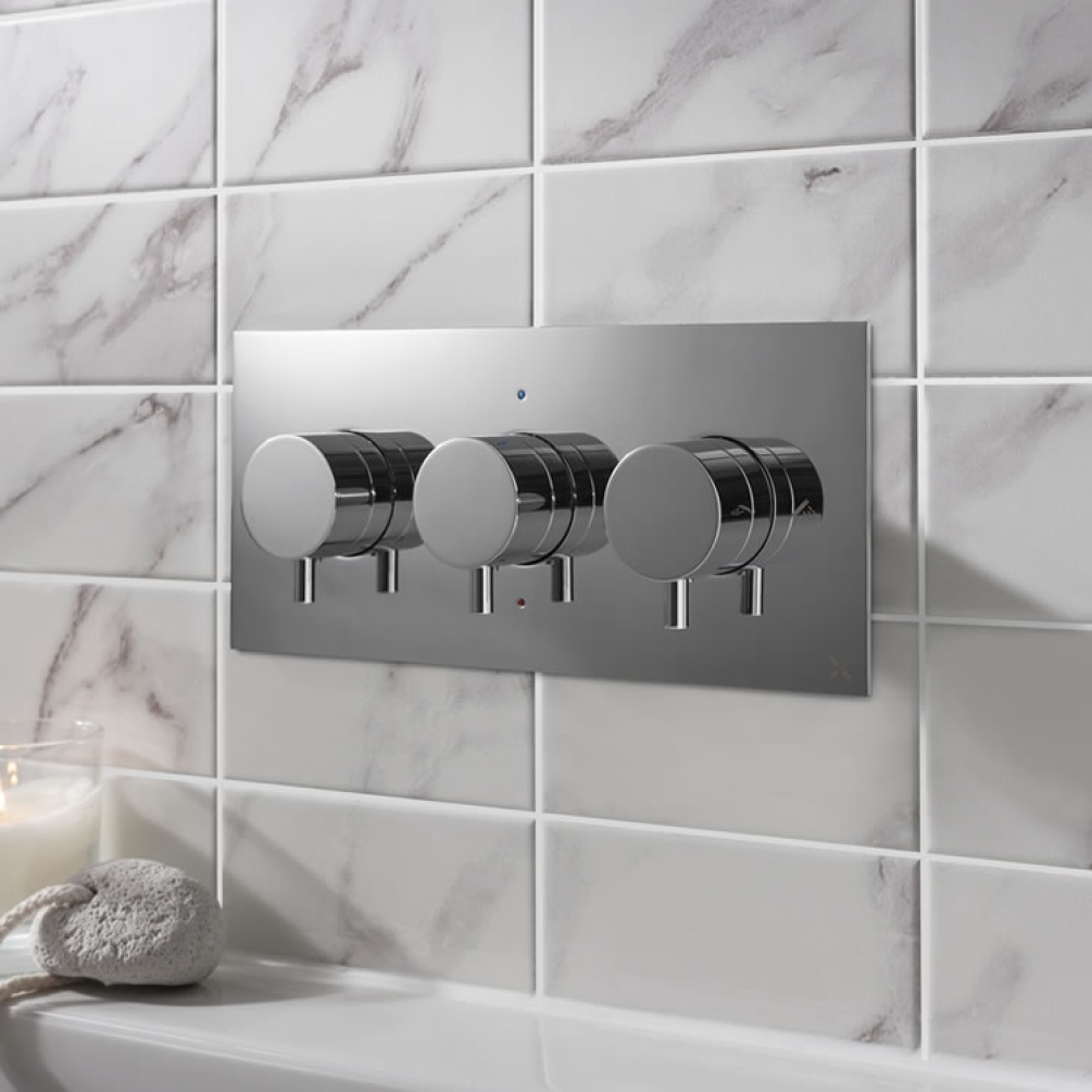 Photo of Crosswater MPRO Chrome Triple Outlet Thermostatic Bath Shower Valve
