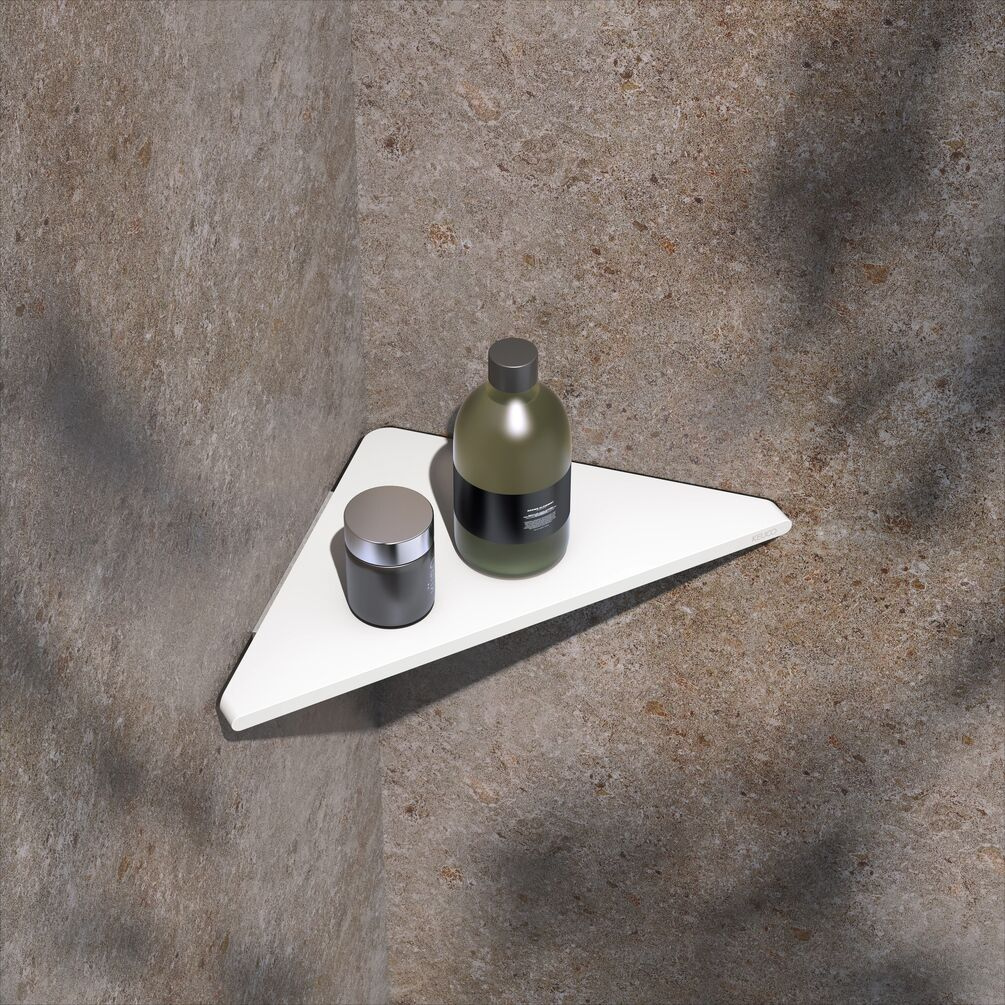 KEUCO Aveno Matt White Corner Shower Shelf Lifestyle