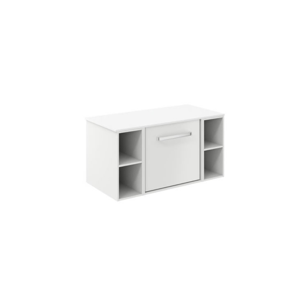 Cutout image of Crosswater Infinity 900mm Matt White Wall-Hung Vanity Unit & Polar White Worktop