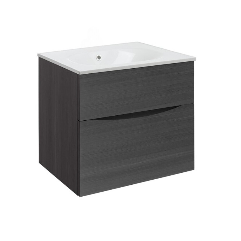 Product Cut out image of the Crosswater Glide II Steelwood 700mm Double Drawer Unit with Cast Mineral Marble 0 Tap Hole Basin