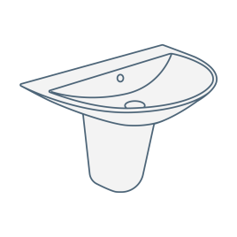 iconography image of a curved or round semi pedestal basin/bathroom sink