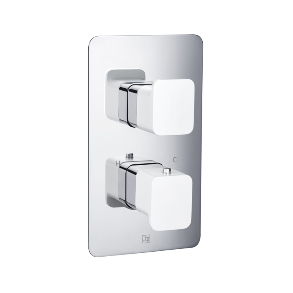 Photo of JTP Axel Chrome & Matt White Single Outlet Shower Valve Cutout