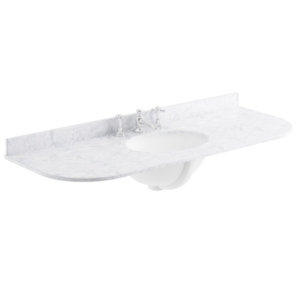 Product cut out image of BAYC243 Bayswater 1200mm Single Bowl with Radius 3 Tap Hole Marble White