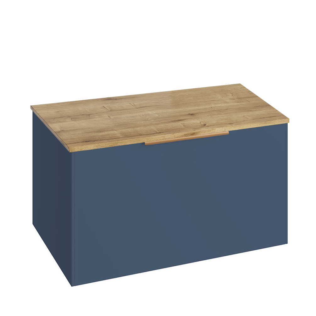 Abacus Concept Sit On Ocean Blue 800mm Vanity Unit - Oak Countertop