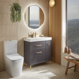 Tavistock Arlington 800mm Matt Storm Grey Freestanding Vanity Unit & Basin - Lifestyle Image