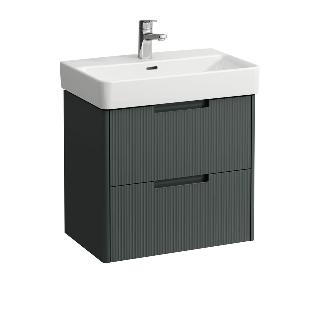 Cutout image of Laufen Juna Traffic Grey 600mm Compact Wall-Hung Vanity Unit & Basin