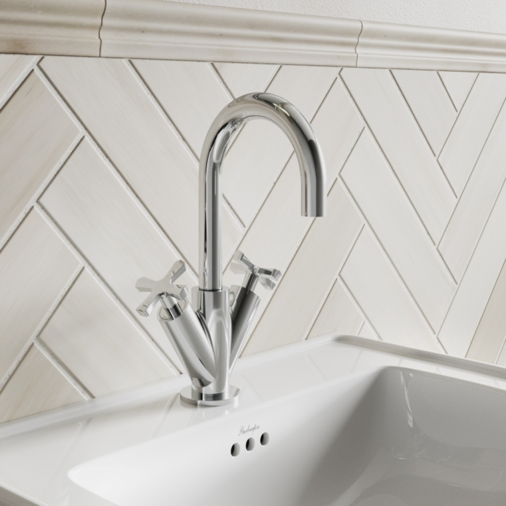 Product Lifestyle image of the Burlington Riviera Chrome Basin Mixer