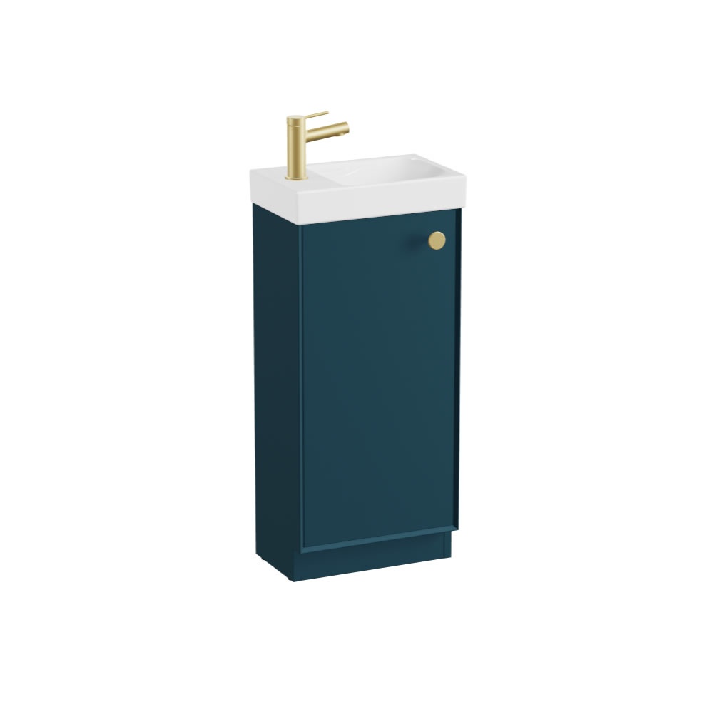Vado Safari Smooth 400mm Atlantic Blue Vanity Unit & Ceramic Basin - Right Pull