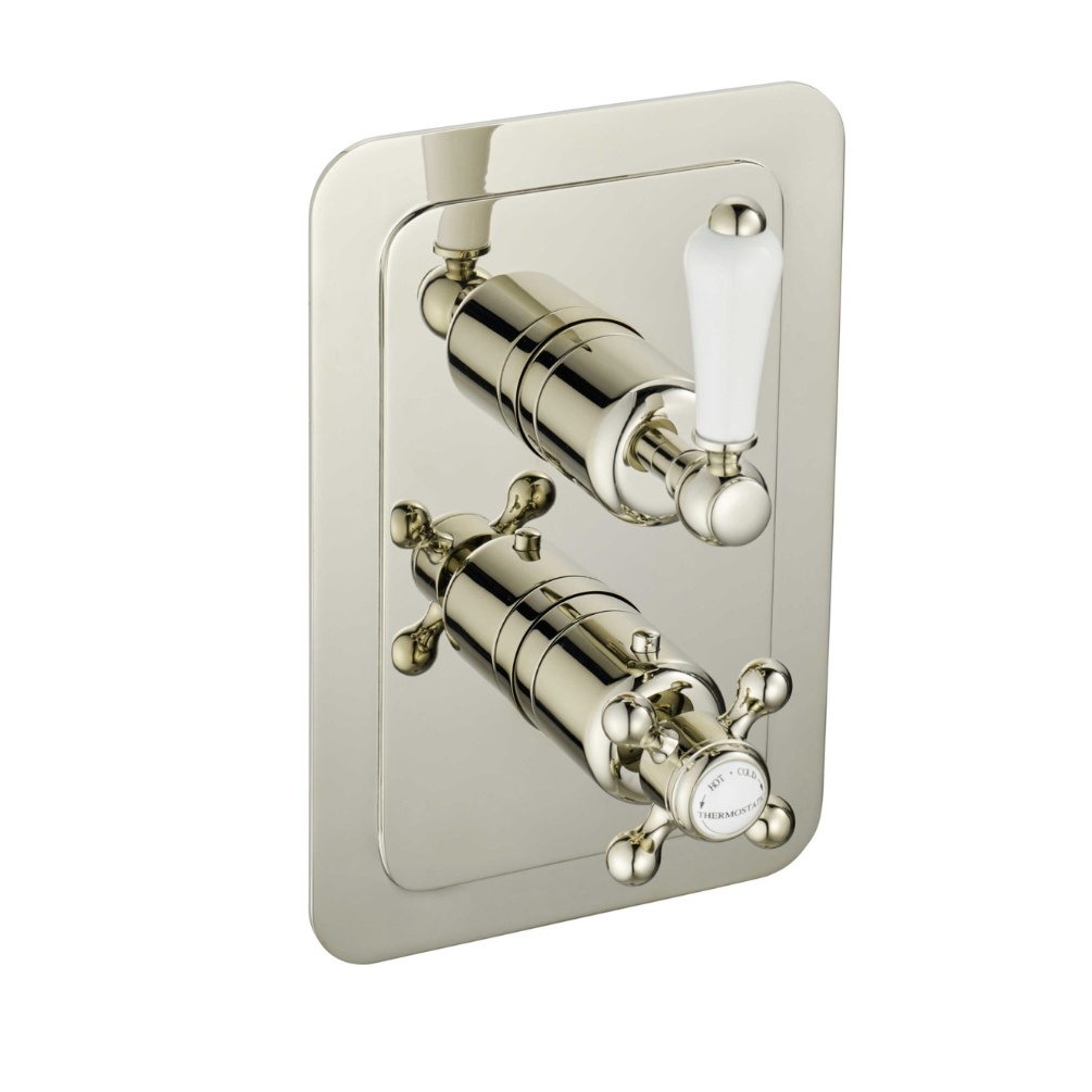 JTP Grosvenor Lever Nickel 1 Outlet 2 Handle Concealed Shower Valve Cut Out