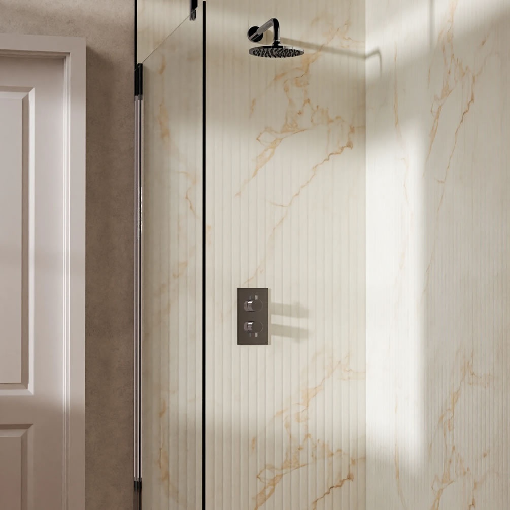 Lifestyle image of Crosswater Design Chrome Single Outlet Rainfall Shower Set