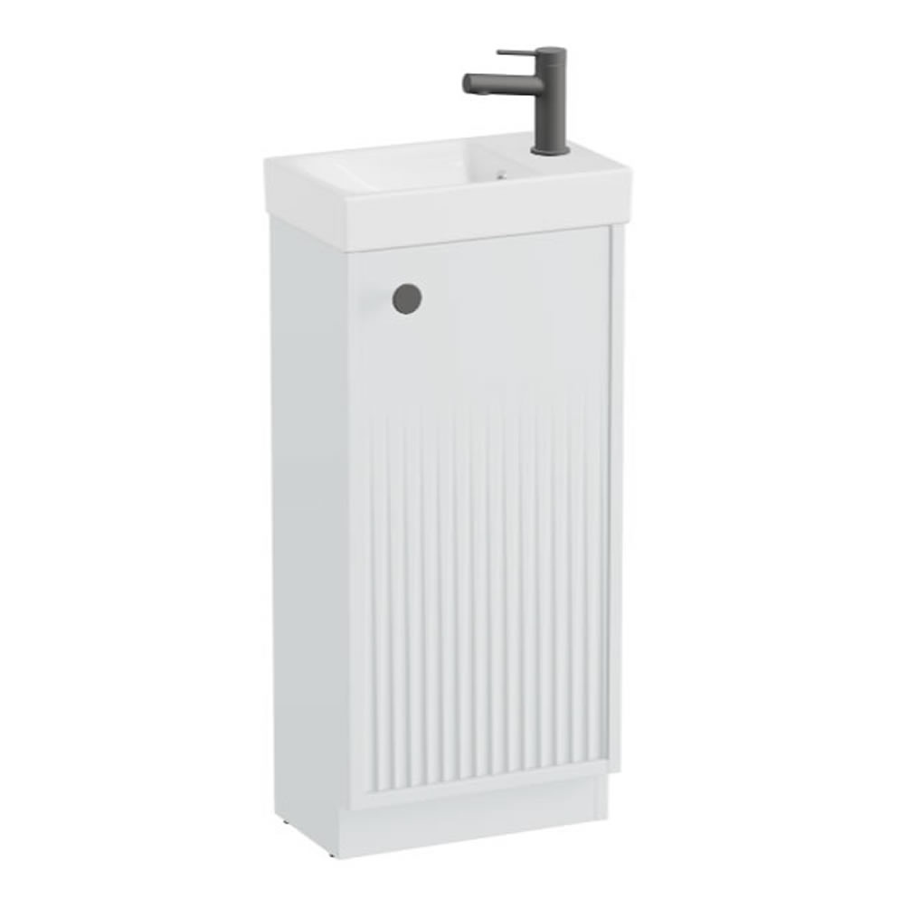Vado Safari Fluted 400mm Arctic White Floor Mounted Cloakroom Vanity Unit & Ceramic Basin