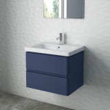 Photo Of RAK Resort Denim Blue 650mm Wall Mounted Vanity Unit - Lifestyle