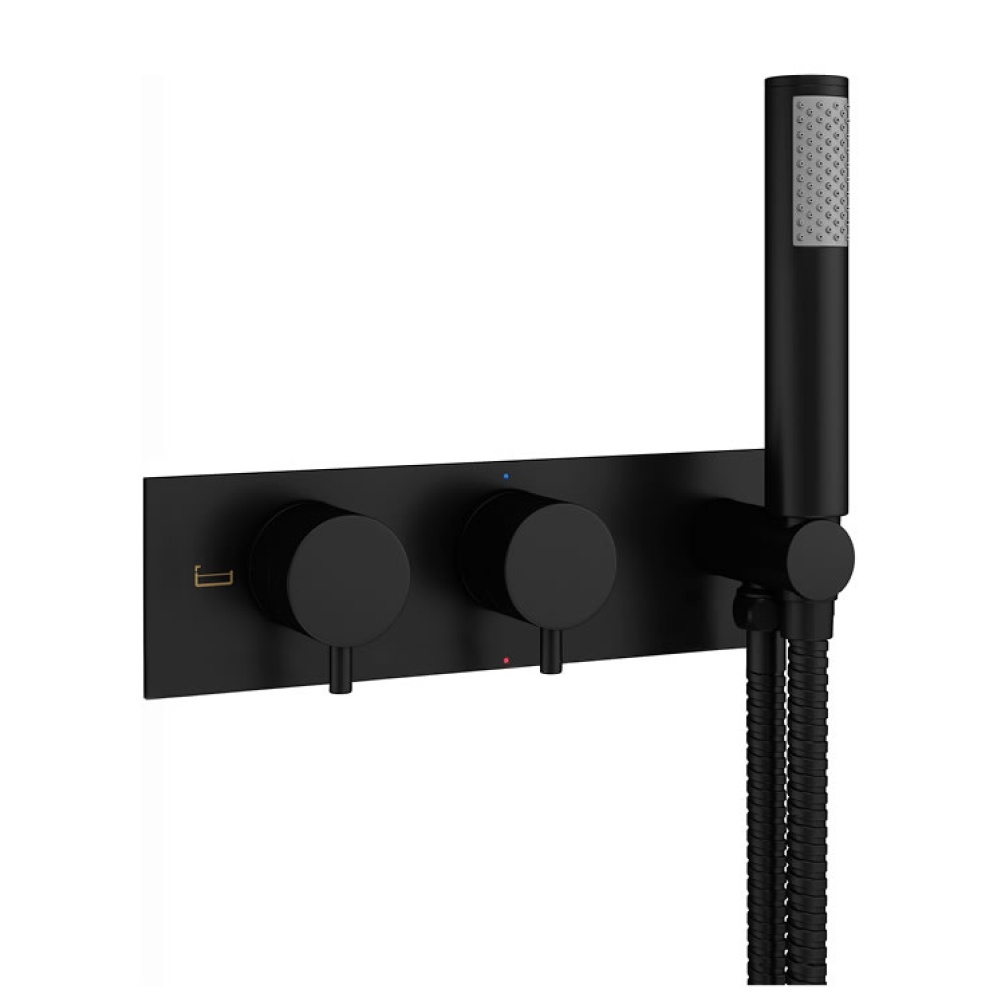 Crosswater MPRO Matt Black Thermostatic Bath Shower Valve with Kit - Image 1