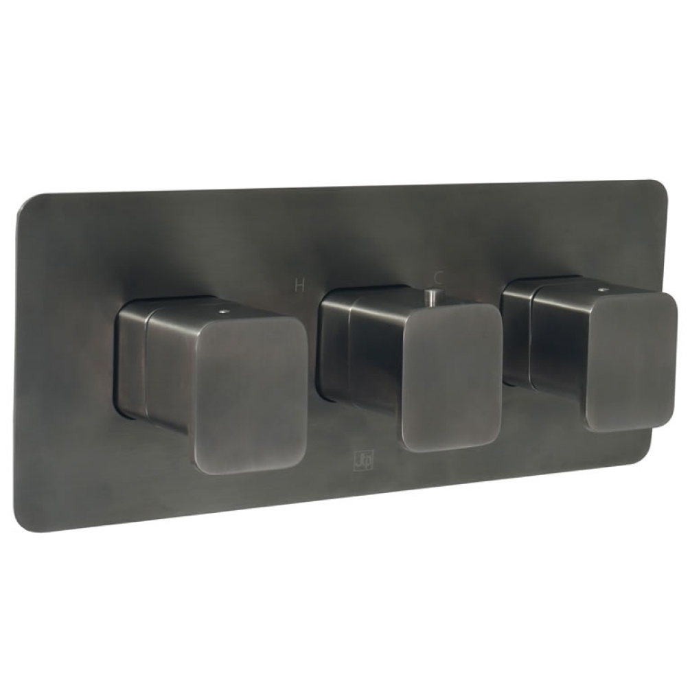Cutout image of JTP Hix Brushed Black Triple Shower Valve Horizontal