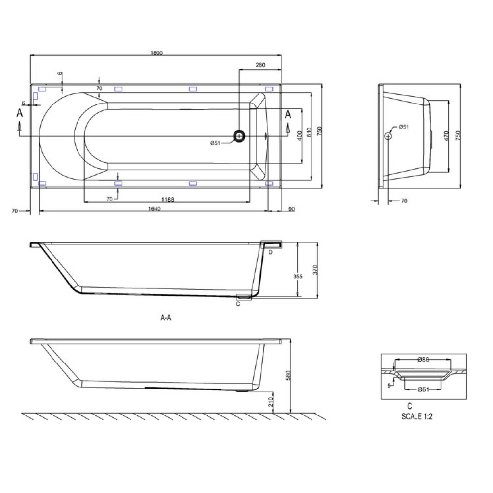 Cleargreen Reuse 1800 x 750 Single Ended Bath | Sanctuary