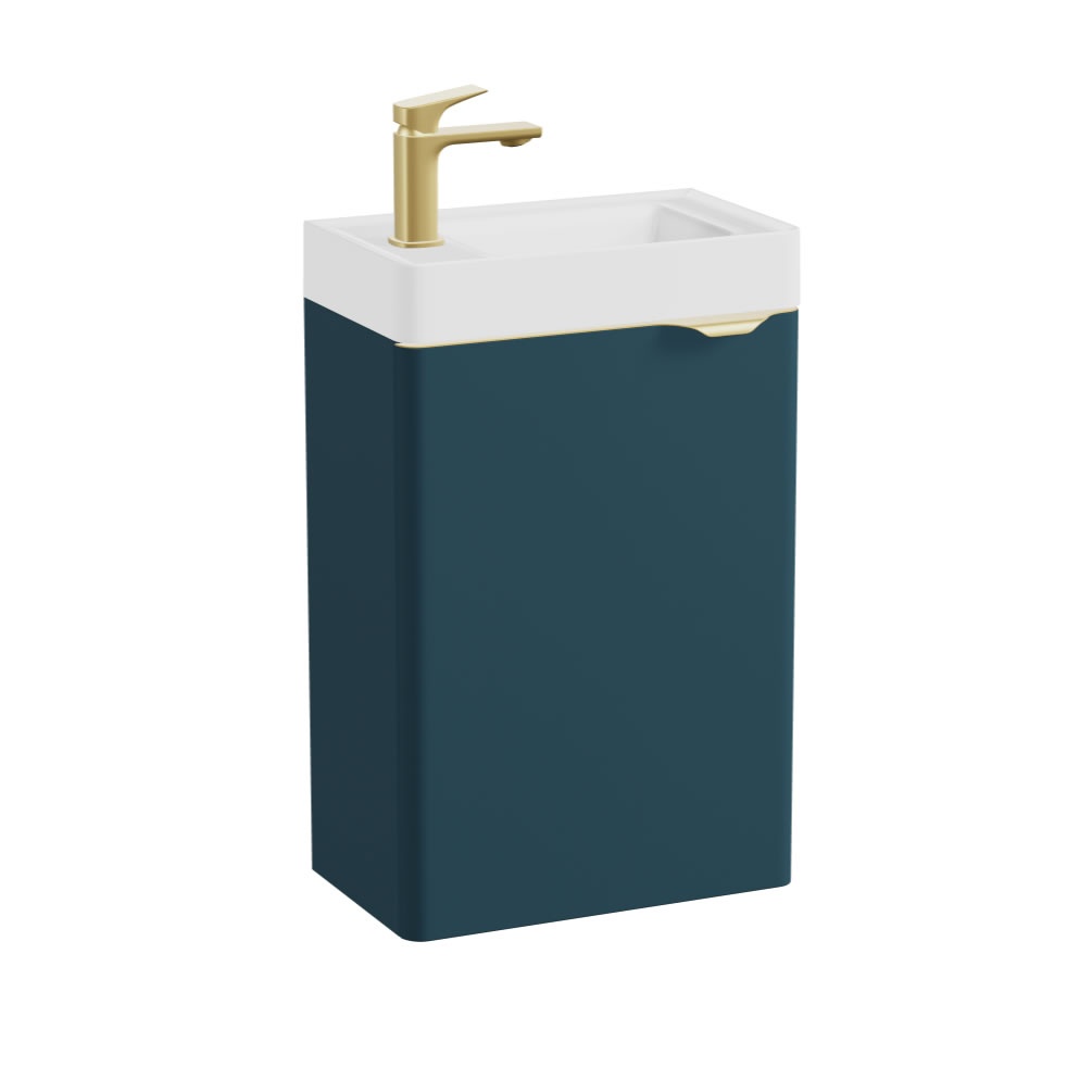 Vado Cameo Arctic Blue 400mm Wall Hung Vanity Unit & Arctic White Basin - Left Hand