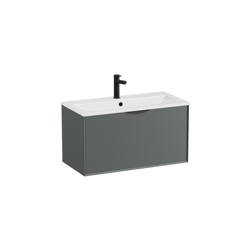 Vado Safari Smooth 800mm Charcoal Grey Wall Hung Vanity Unit & Ceramic Basin
