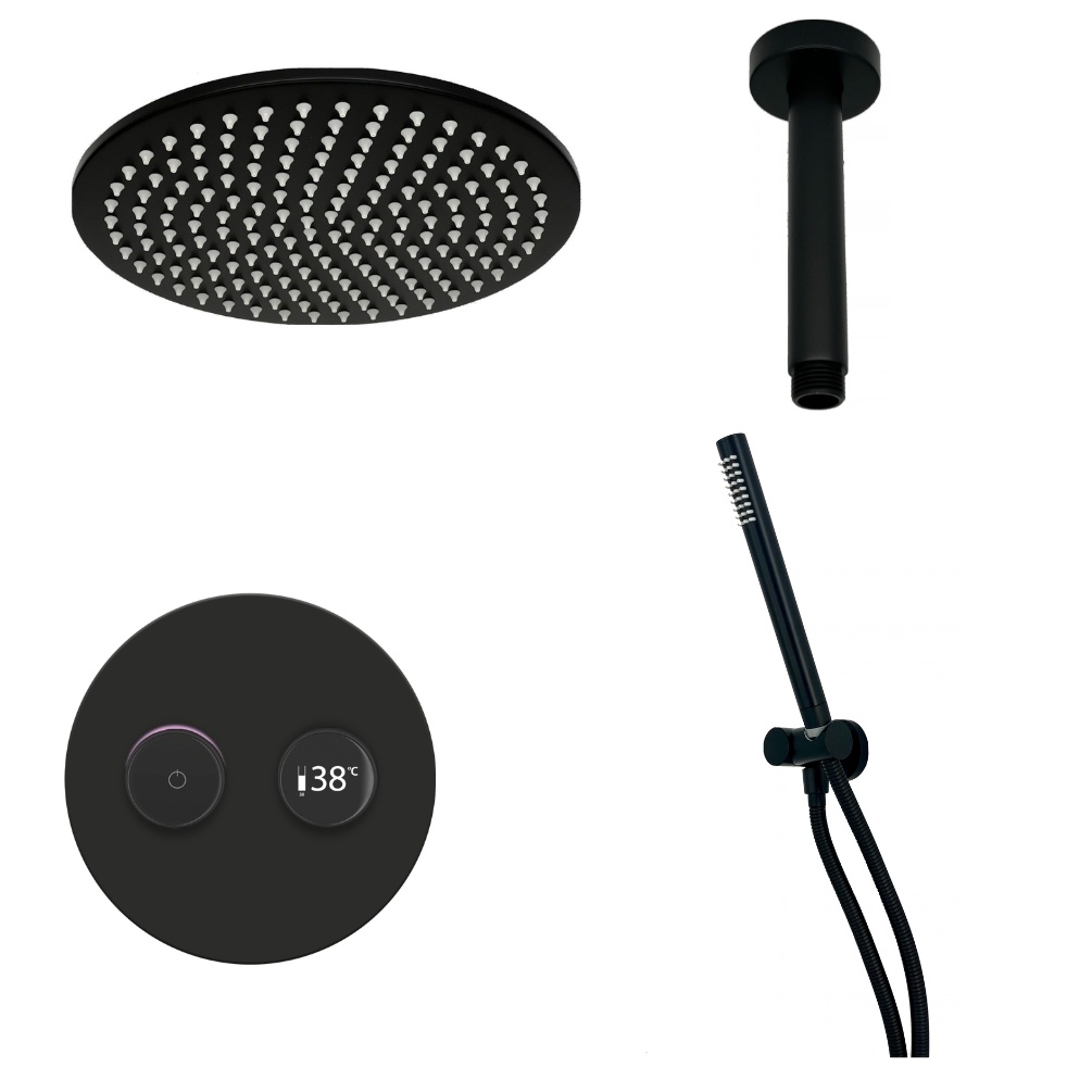 Ted Togo Matt Black Round Valve Ceiling Arm
