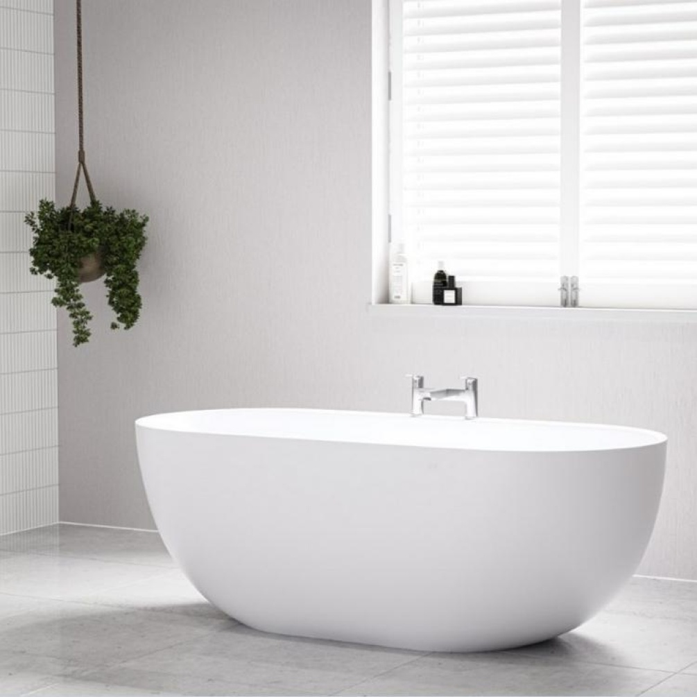 Product Lifestyle image of Tissino Tanaro Acrylic Freestanding Bath with Ledge TTN-011