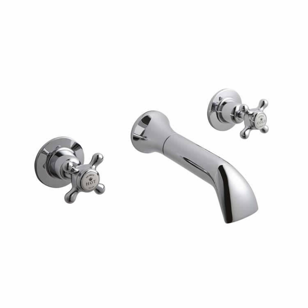 BC Designs Victrion Crosshead Three Hole Wall Mounted Bath Filler