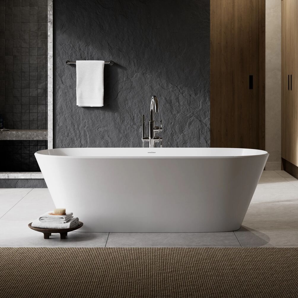 Lifestyle image of the Victoria + Albert Vetralla 1800mm Gloss White Freestanding Bath