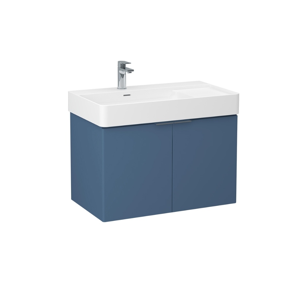 Imex Blade 800mm Matt Blue Double Door Wall Mounted Vanity Unit Cut Out