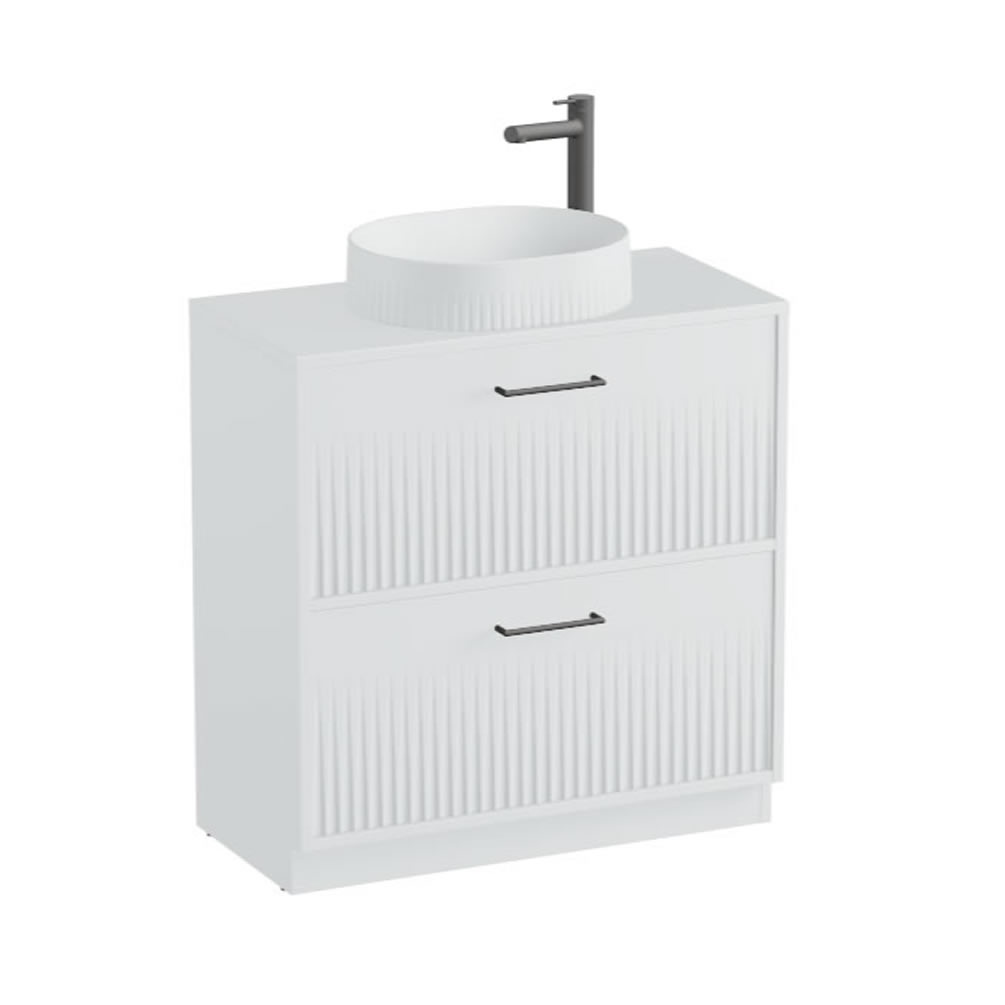 Vado Safari Fluted 800mm Arctic White Floorstanding Vanity Unit & Worktop