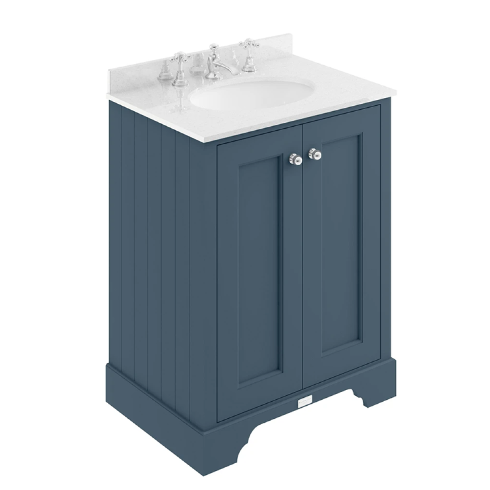Photo of Bayswater Stiffkey Blue 600mm 2 Door Vanity Unit & White Worktop