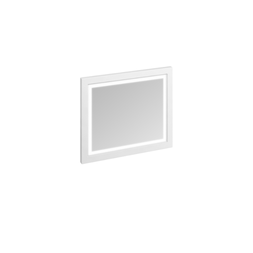 Product Cut out image of the Burlington Matt White 900mm Framed Mirror with LED Illumination