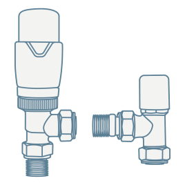 iconography image of a pair of angled radiator valves
