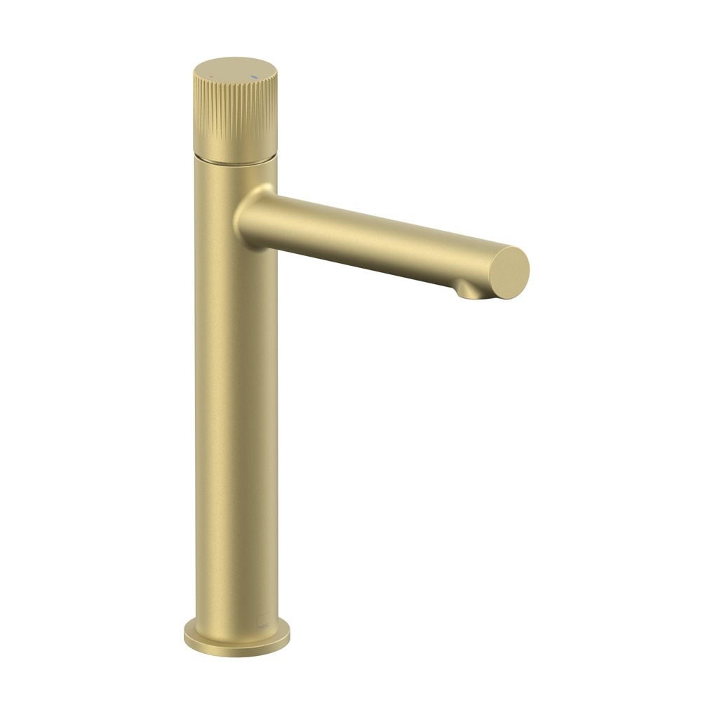 Vado Safari Leverless Fluted Satin Brass Extended Mono Basin Mixer