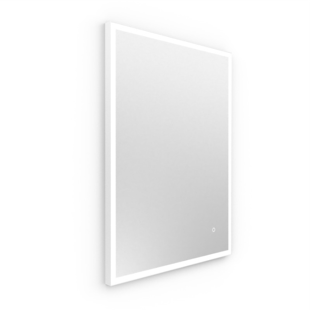 Product Cut out image of Origins Living Tate Light White 600mm Rectangular Mirror on an angle