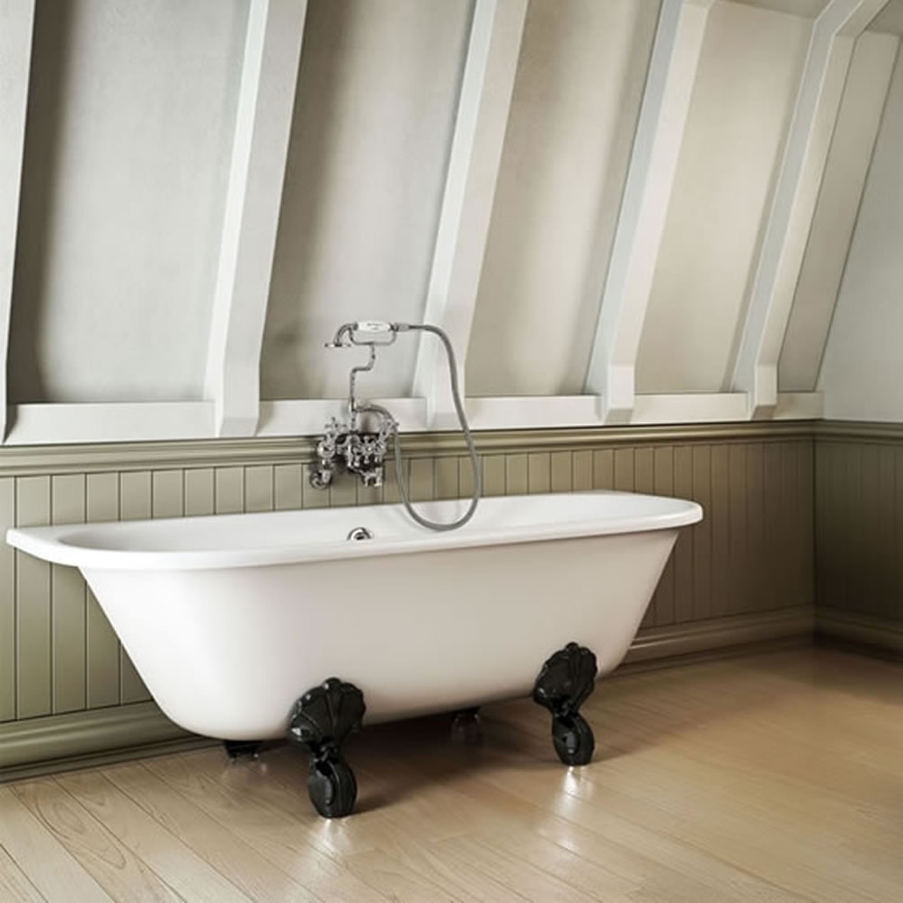 Burlington Avantgarde Back to Wall Bath With Black Claw Feet