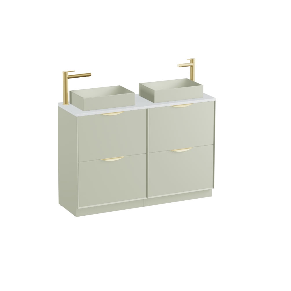 Vado Safari Smooth 1200mm Sage Green Floorstanding Vanity Unit & Arctic White Worktop