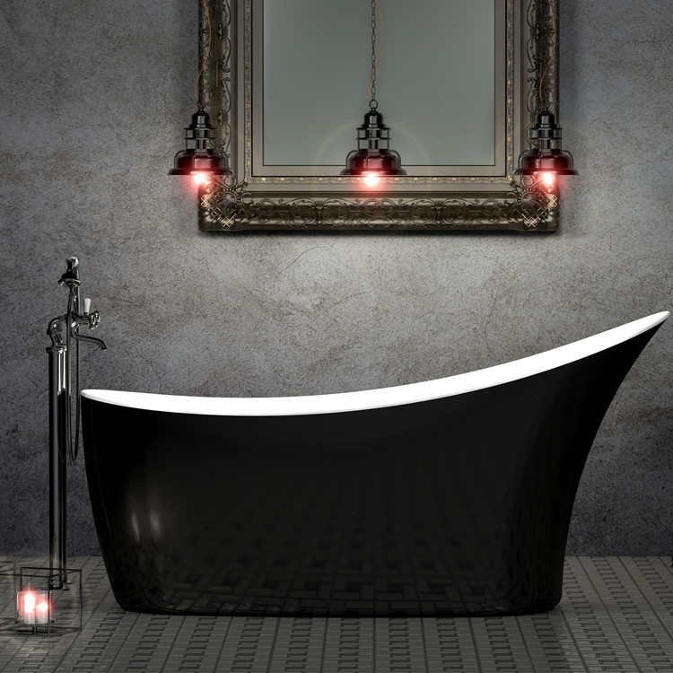 Charlotte Edwards Contemporary 1600mm Gloss Black Portobello Bath