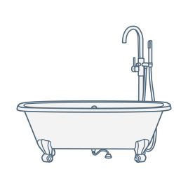 iconography image of a traditional style bathtub with an old style bathtub period style design