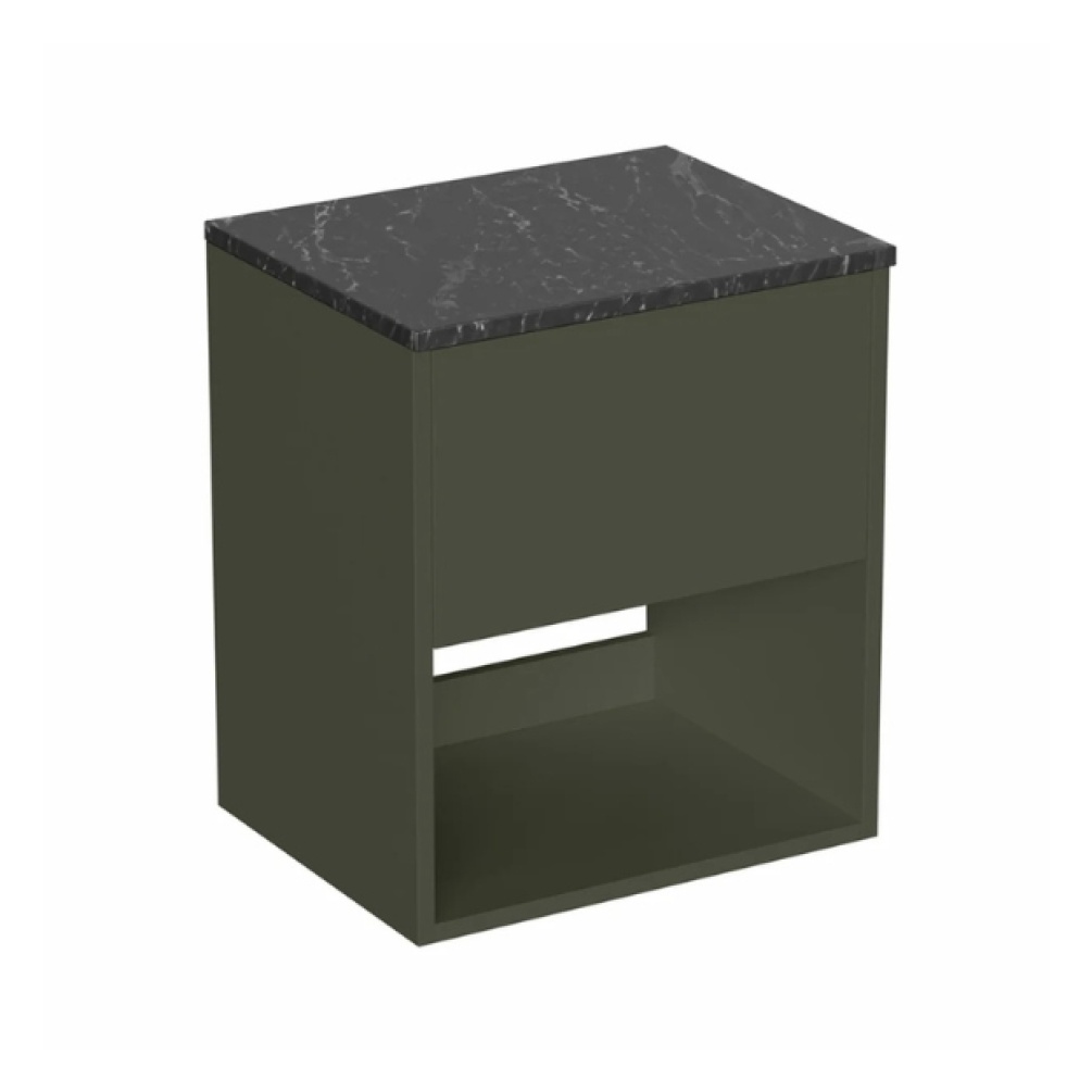 Britton Hackney Earthy Green 500mm Wall Hung Vanity Unit & Worktop