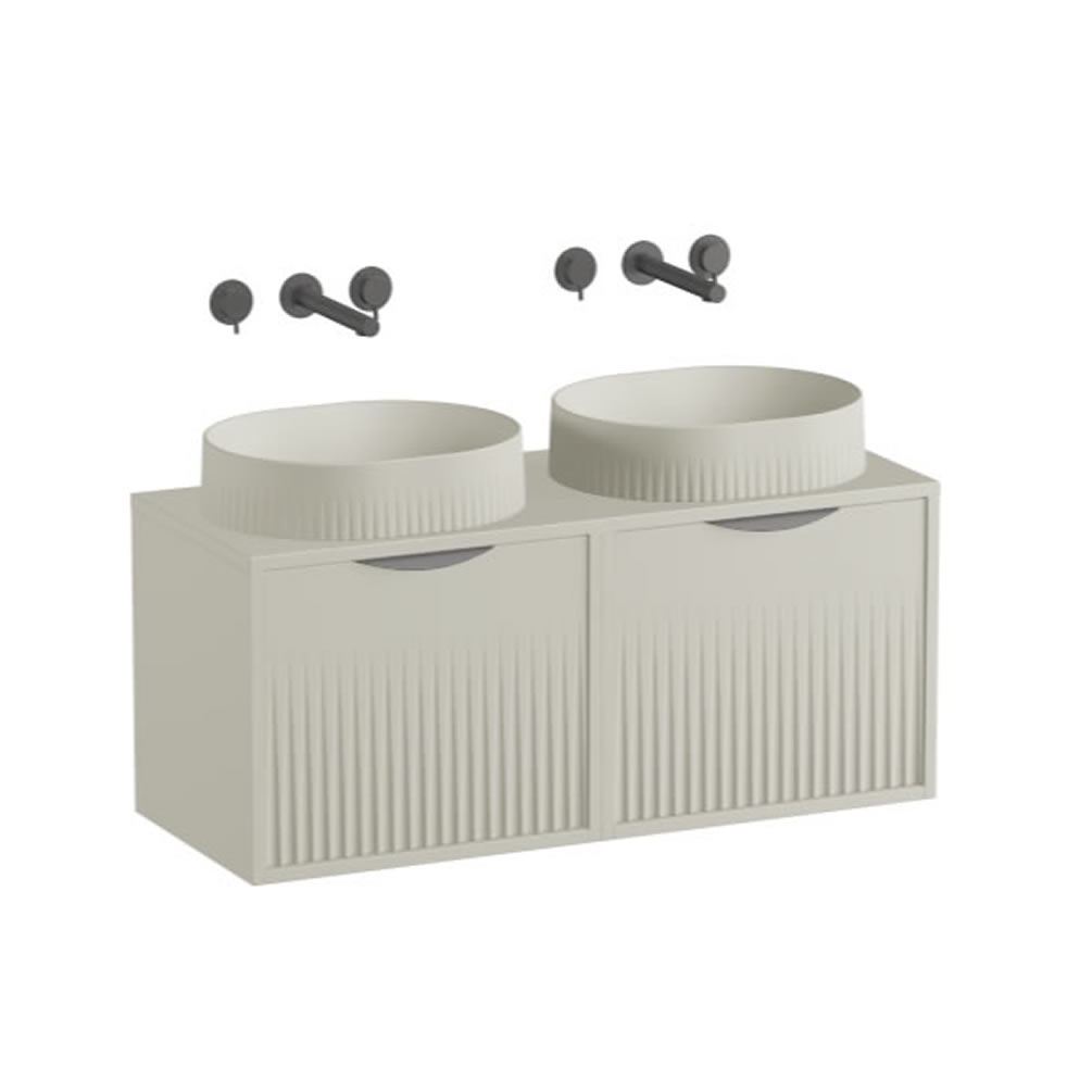 Vado Safari Fluted 1000mm Cashmere Wall Hung Vanity Unit & Worktop