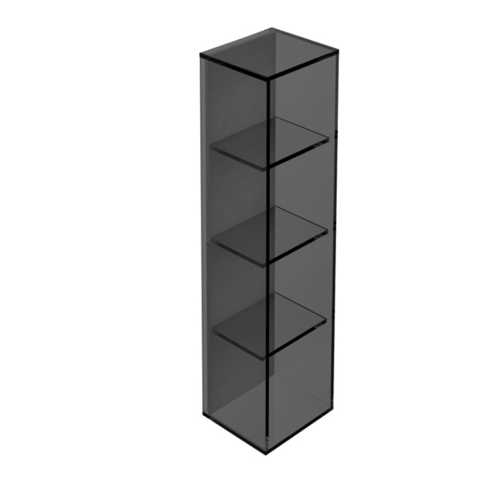 Product Cut out image of the Origins Living Rectangular Pier Black Glass 4 Box Shelf