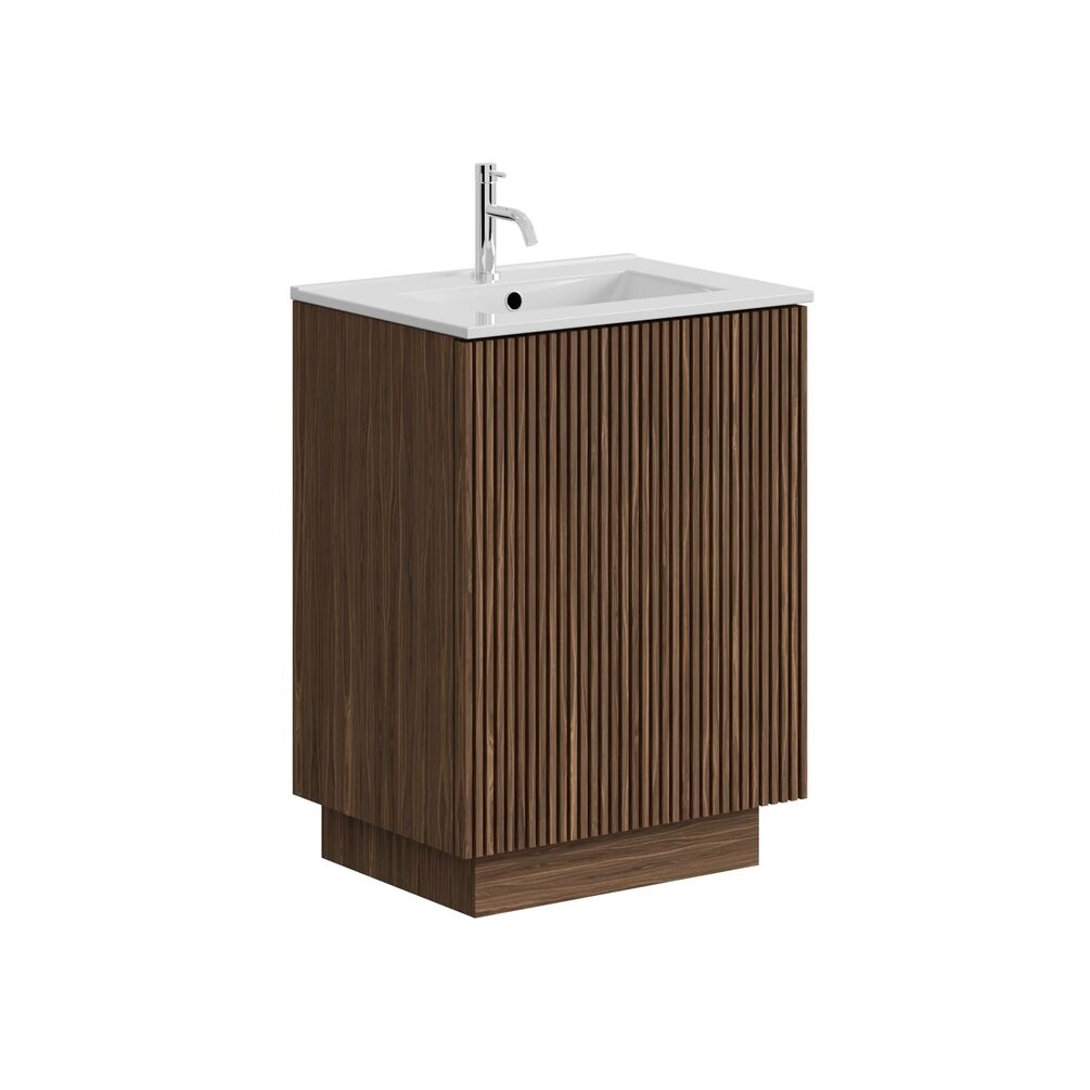 Crosswater Limit Royal Walnut 600mm Floorstanding Vanity Unit & Ceramic Basin
