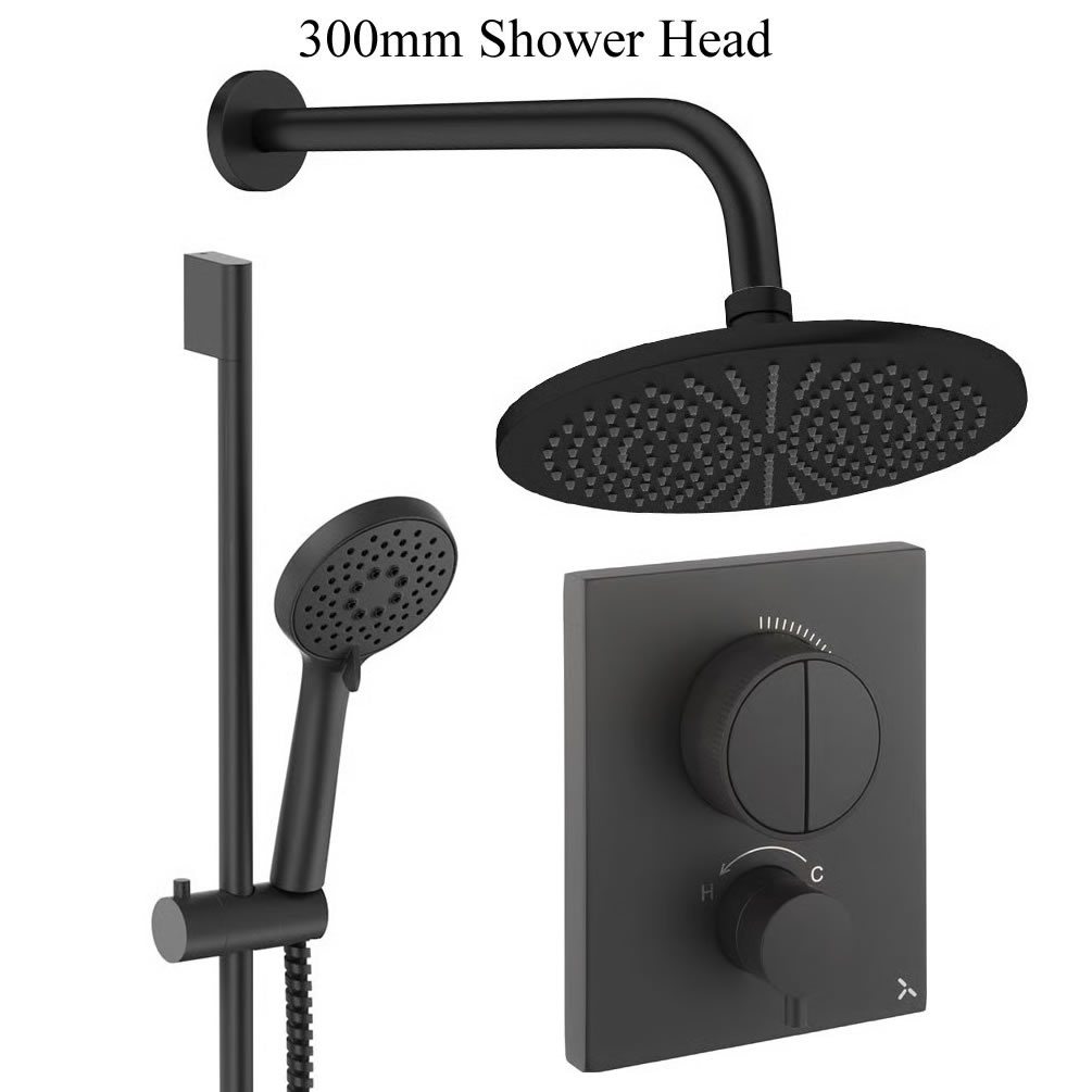 Cutout image of Crosswater Crossbox Push Matt Black Dual Outlet Slide Rail Shower Set