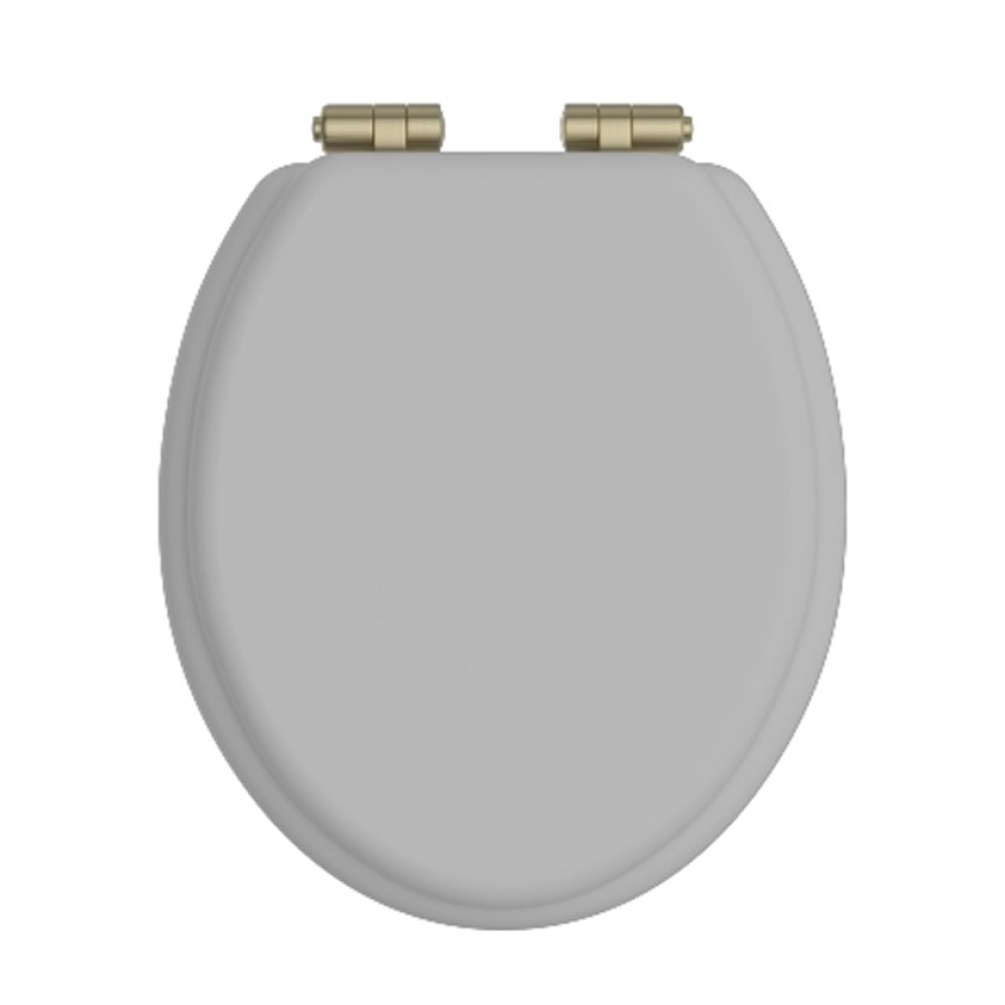 Heritage Dove Grey Soft Close WC Seat With Brushed Brass Hinges