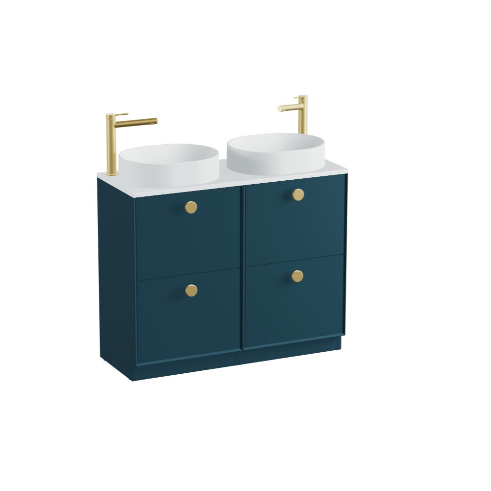 Vado Safari Smooth 1000mm Atlantic Blue Floorstanding Vanity Unit & Arctic White Worktop