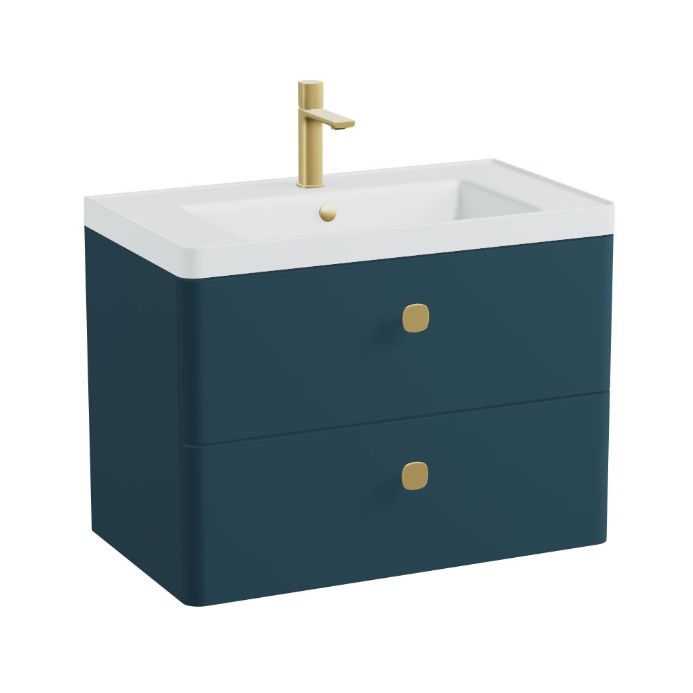Vado Cameo 800mm Atlantic Blue Wall Hung 2 Drawer Vanity Unit & Arctic White Basin