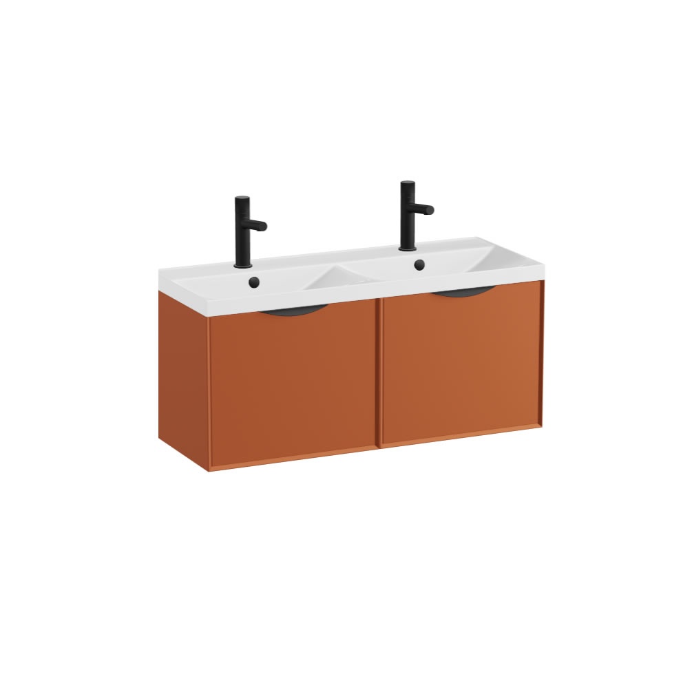 Vado Safari Smooth 1000mm Terracotta Wall Hung Vanity Unit & Gloss White Basin