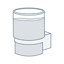 iconography image of a bathroom tumbler holder glass and mount for storage