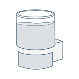 iconography image of a bathroom tumbler holder glass and mount for storage