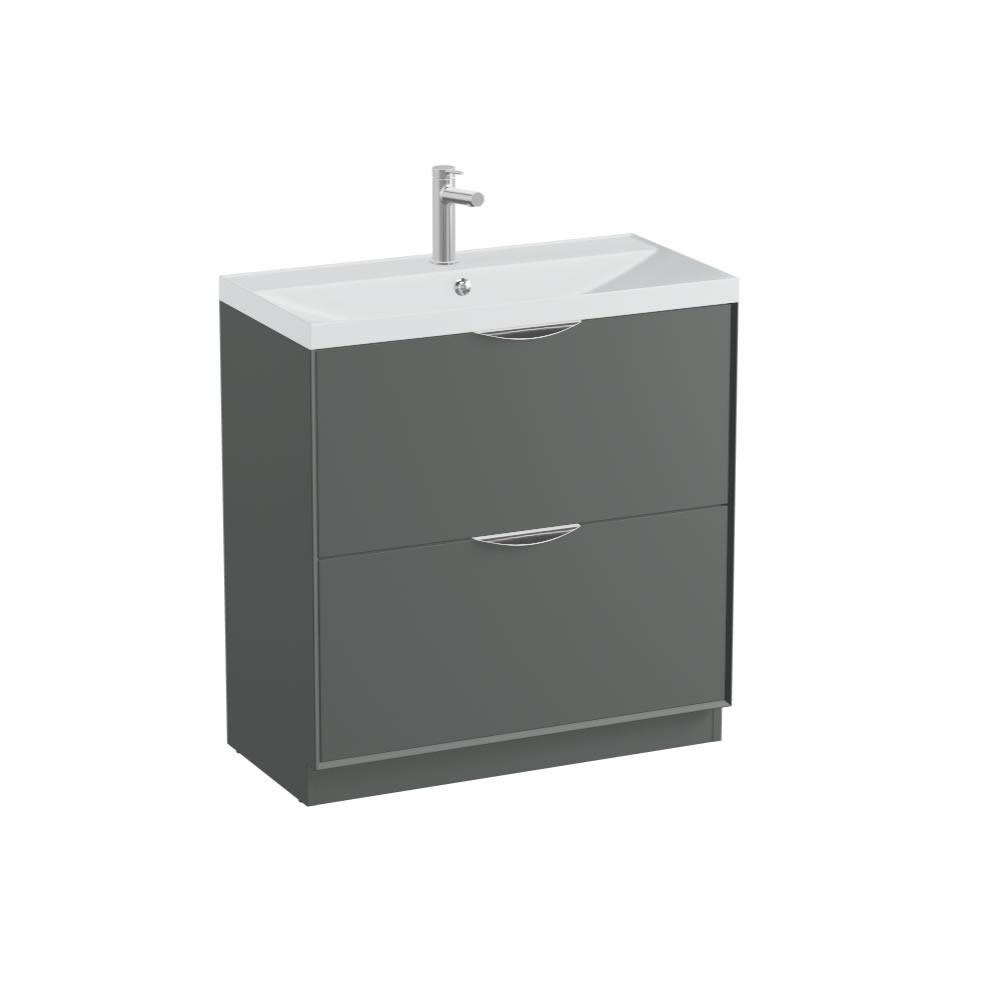 Vado Safari Smooth 800mm Charcoal Grey Floor Mounted Vanity Unit & Mineral Basin